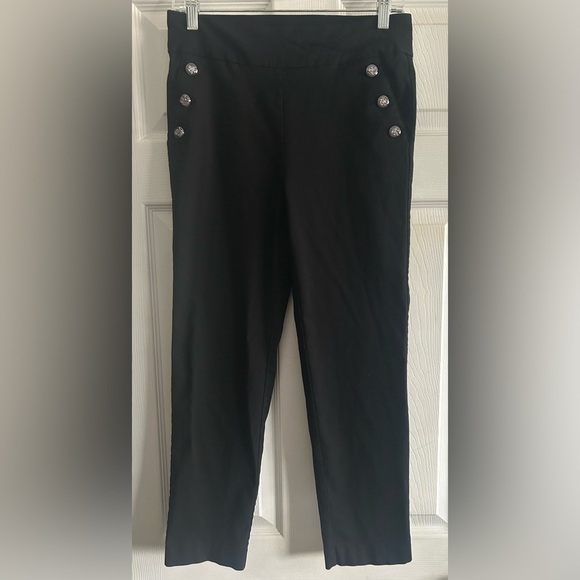 Counterparts Women’s Pull On Black Pants Button Decorative Sz Small with Pockets - Picture 2 of 7
